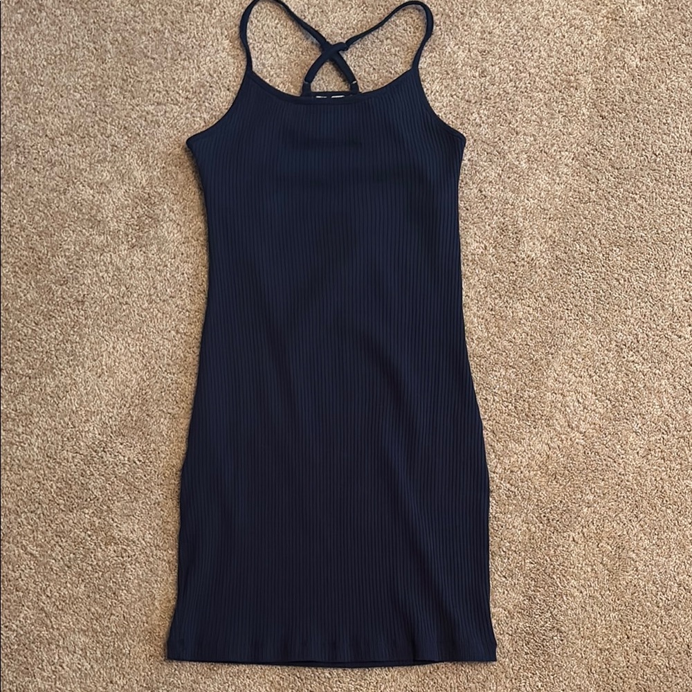 Roxy Open Back Navy Blue Ribbed Dress Size Small